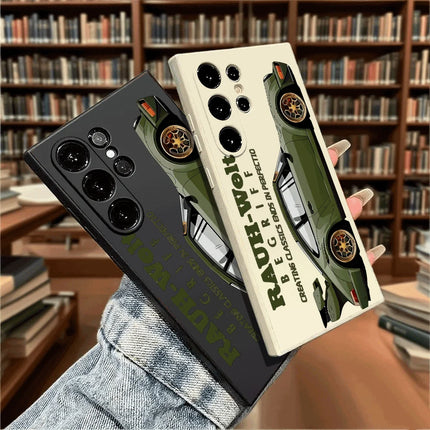 Samsung RWB green TPU shockproof car case for S20, S21, S22, S23, S24, S25, and FE Ultra Plus by OKEYWOW