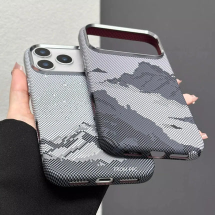 SnowPeak MagSafe Armor Case for iPhone 17 Pro Max Carbon Fiber Hard PC Metal Lens Camera Protection Cover