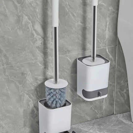 CleanEase Wall-Mounted Toilet Brush with Drainable Holder