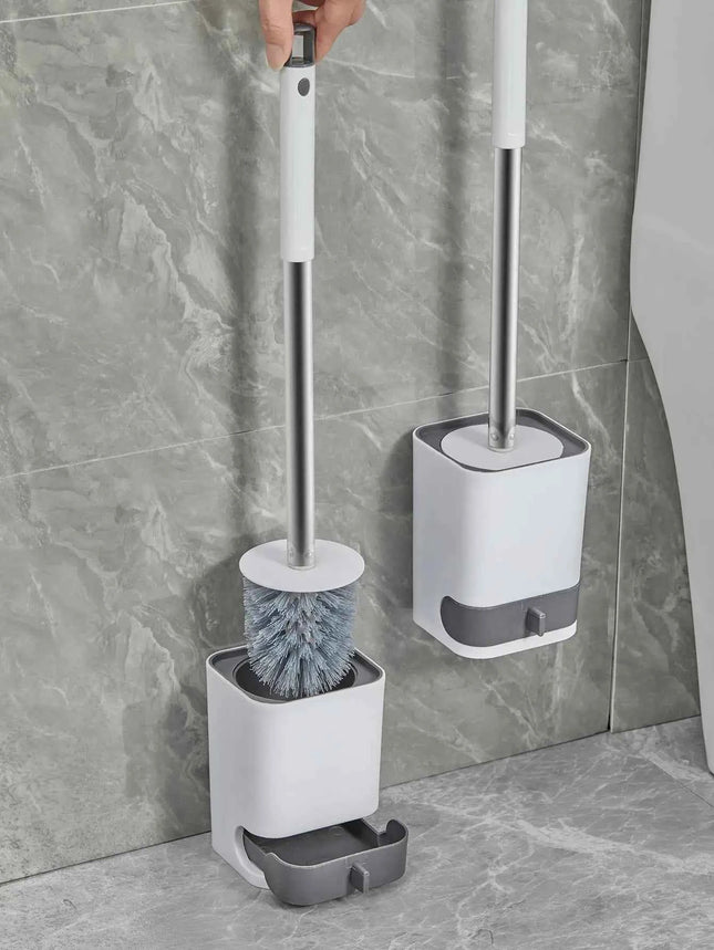 CleanEase Wall-Mounted Toilet Brush with Drainable Holder