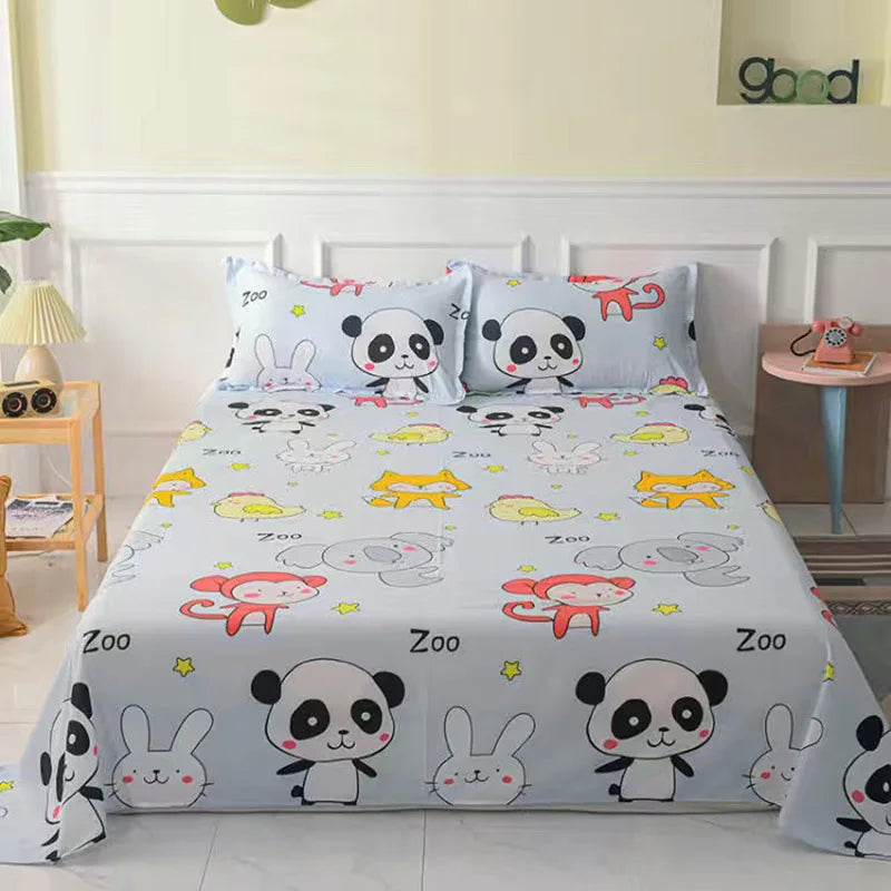 JustChic 1 Piece Cartoon Polyester Flat Bed Sheet: Aesthetic, Skin-friendly Bedspread suitable for both adults and kids. Dimensions: 250x230cm, perfect for all seasons.