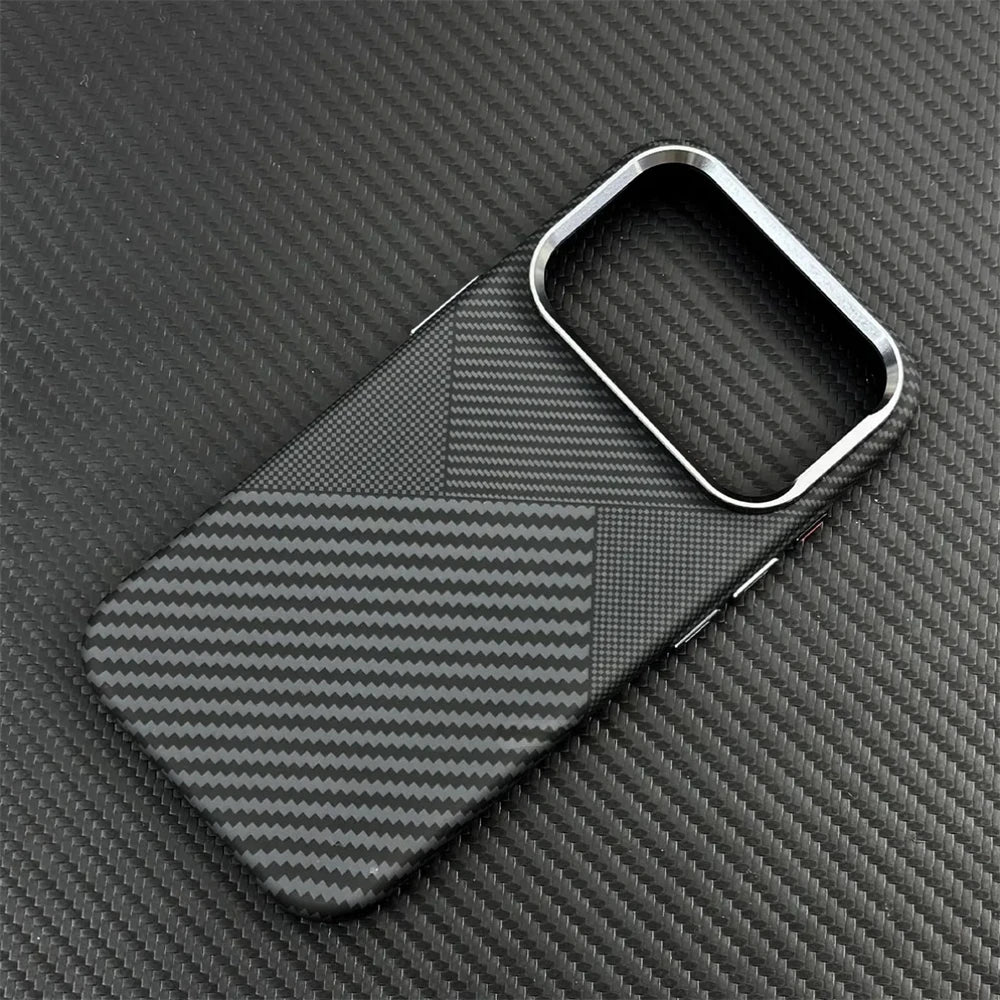 Fashion Carbon Color Magnetic Phone Case for iPhone 17 16 15 Pro Max For Magsafe Back Cover Camera Lens Protection PC Hard Shell