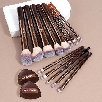 Velora Beauty 13pcs Makeup Brush Set Soft Fluffy Powder Eyeshadow Kabuki Blending with 2 Air Cushion Puffs