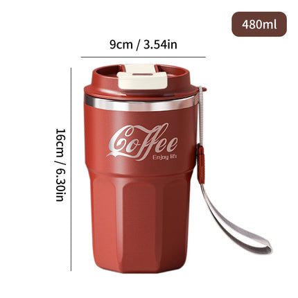 ThermoSip Stainless Steel Insulated Coffee Mug with Lid & Handle