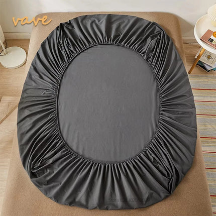 Cotton fitted sheet with elastic edges from OKEYWOW, non-slip mattress cover for 90x200cm to 160x200cm beds in single, double, queen, and king sizes.