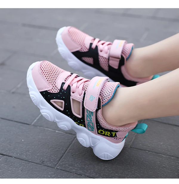 Pink Mesh Sneakers for Girls and Boys: Lightweight, Breathable Shoes for Autumn Adventures