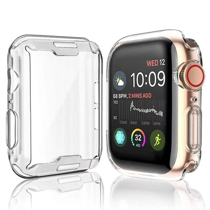 OKEYWOW Apple Watch TPU bumper case and screen protector for 44mm and 40mm Series 11-4 and SE, durable and lightweight.