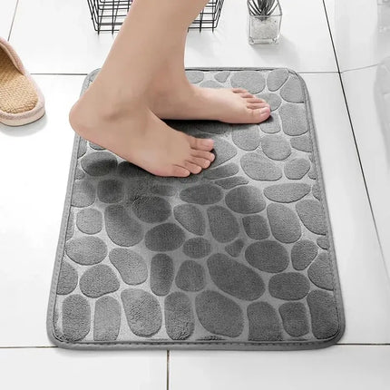 StoneWeave Embossed Fiber Anti Slip Mat Pebble Style Carpet Bathroom Living Room Floor Rug