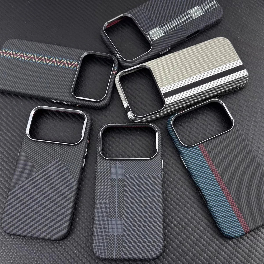 Fashion Carbon Color Magnetic Phone Case for iPhone 17 16 15 Pro Max For Magsafe Back Cover Camera Lens Protection PC Hard Shell