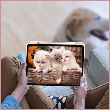 Smart PU iPad Case for Air 4/5/10th Gen/Pro 11/12.9/10.2/10.5 Transparent Cover