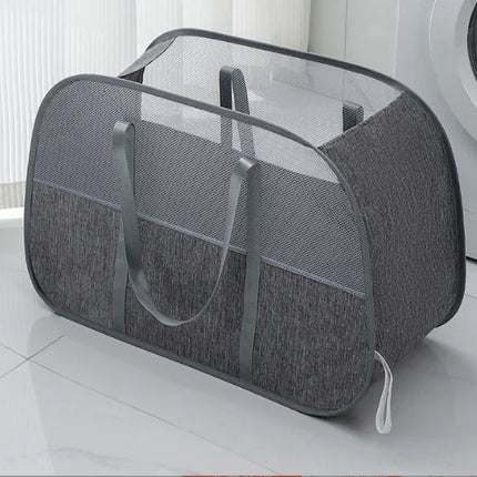 FoldNest Pop-Up Laundry Basket Mesh Foldable Clothes Storage Large Capacity Hamper