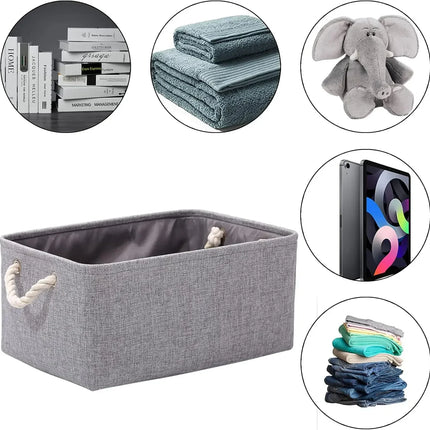 OKEYWOW multi-purpose storage basket for laundry, toys, clothes, socks, and books, made of durable fabric with handles for easy carrying.