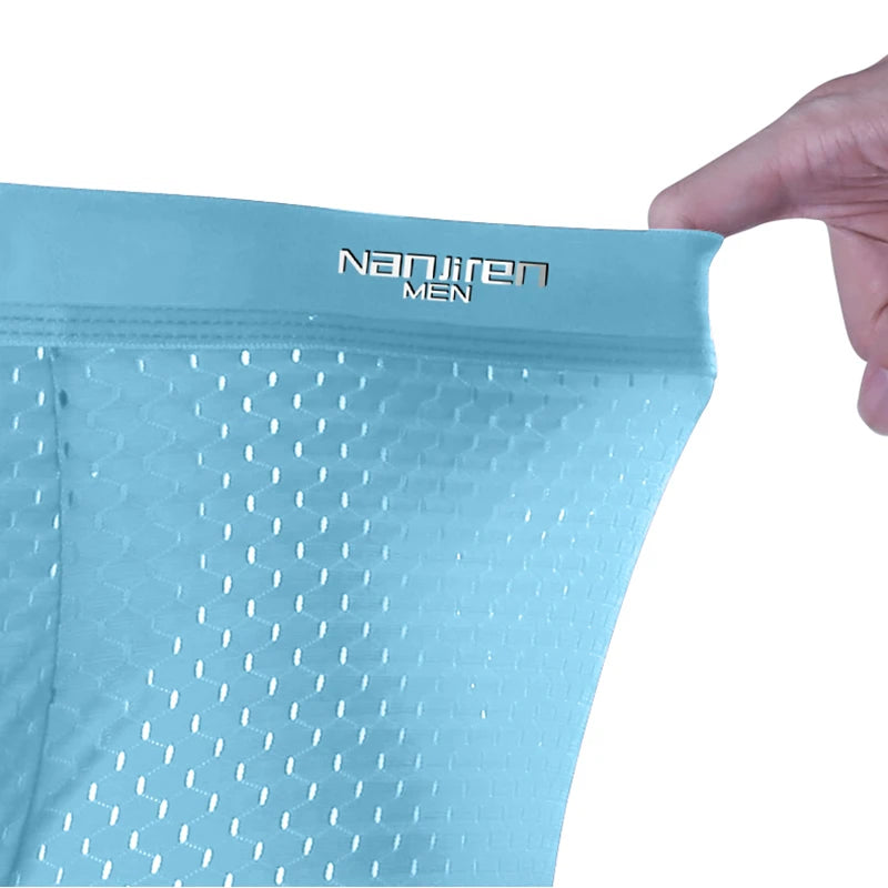 Men's Panties Ice Silk Underwear Mesh Boxershorts Men Boxer Ropa Interior Hombre Calzoncillos Breathable Bamboo Hole Large Size