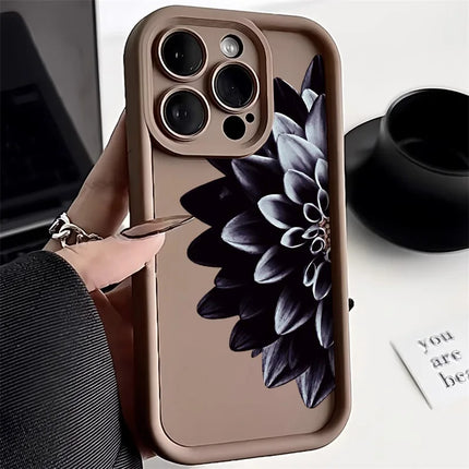 OKAYWOW flower silicone shockproof bumper case for iPhone 12 to 17 Pro Max, featuring a colorful floral design and protective edge.