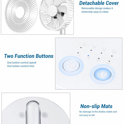 USB Foldable Fan with 4,5 Speeds & Timing: Battery Operated Mini Fan for Bedroom, Indoor or Outdoor. Perfect Table Fan for versatile cooling.