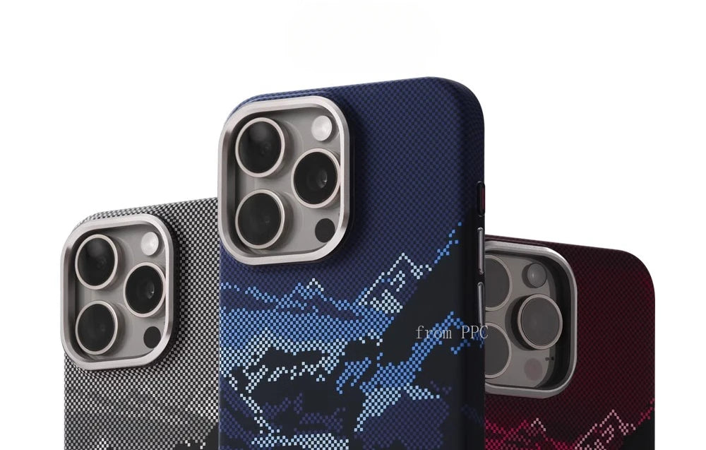 Abstract Landscape Relief MagSafe Phone Case for iPhone 16 15 14 Pro Max 16Pro Wireless Charging Alloy Lens Shield Hard PC Cover