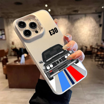 OKEYWOW iPhone E30 car case with laser-etched PC and TPU shockproof cover for iPhone 11 Pro Max, XR, XS, 12, 13, 14, 15, 16 series