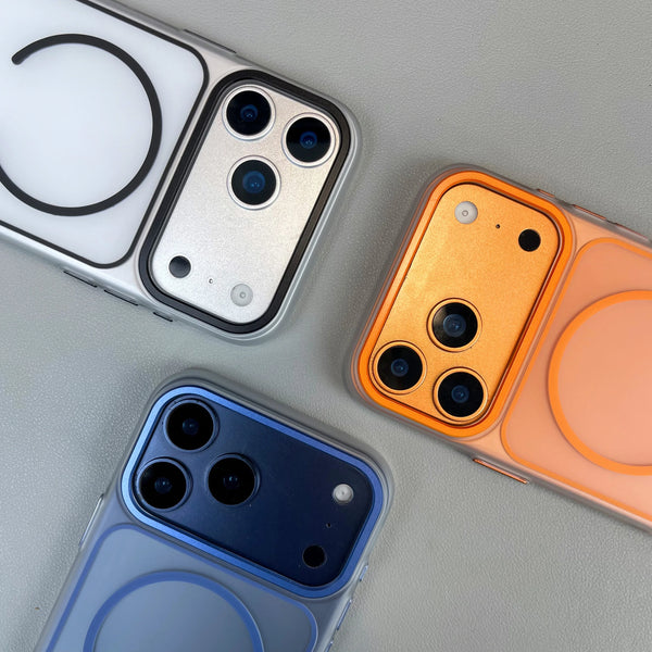 Luxury Translucent Matte Frosted PC Phone Case with Metal Button for iPhone 15/16/17 Air/17 Pro Max – MagSafe Magnetic Cover