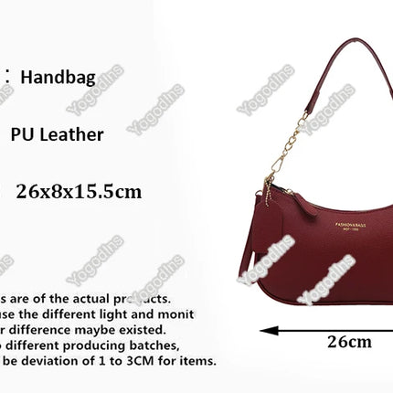 Luxury cherry pendant shoulder bag by OKEYWOW featuring soft lychee texture and casual underarm dumpling design for women.