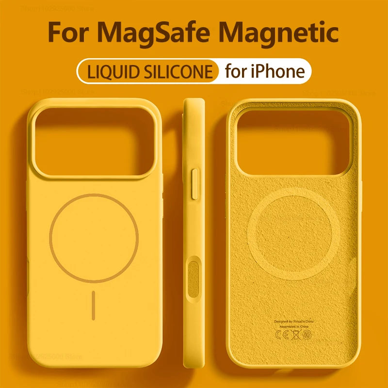 Liquid Silicone MagSafe Case for iPhone 12–17 Series (Pro/Pro Max/Plus/Air) – Original Protective Cover