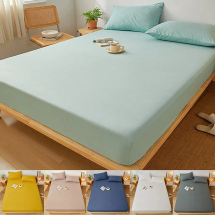 OkeyWOW cotton fitted sheet in solid color with elastic edges on a king size mattress 160x200cm or 200x200cm.