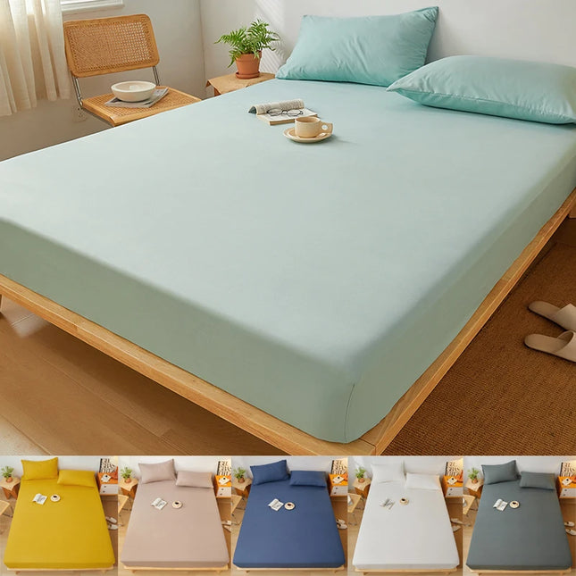 OkeyWOW cotton fitted sheet in solid color with elastic edges on a king size mattress 160x200cm or 200x200cm.