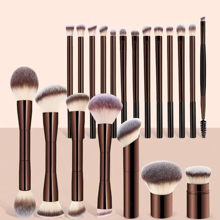 ProBlend 22-Piece Makeup Brush Set with Velvet Bag & Powder Puffs