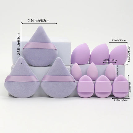 Velvet Cloud 12 Piece Makeup Sponge Set Powder Puffs Mini Cushion Eggs Beauty Blenders