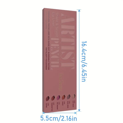 Velora Beauty 6pcs Velvet Matte Lip Liner Set Long Lasting Non Drying Lip Definition Fill Set
