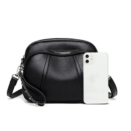 Women Rivet Crossbody Phone Bag Soft Leather Small Square Shoulder Bag Zipper Purse