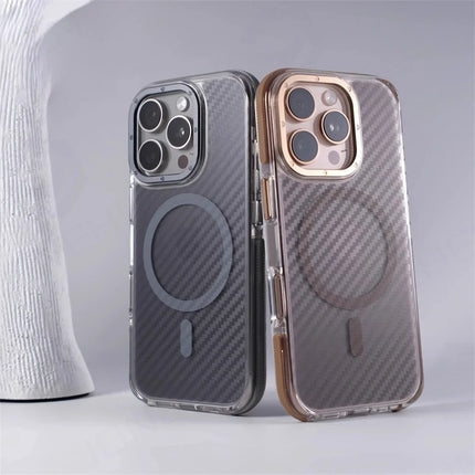 Luxury Carbon Fiber MagSafe Armor Case for iPhone Non-Slip Shockproof Cover