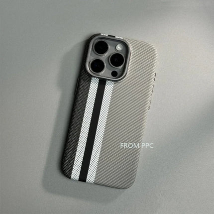 OKEYWOW carbon fiber MagSafe case for iPhone 16/15/14 Pro Max with wireless charging, camera ring, and durable armor cover.