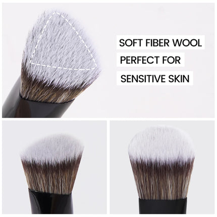 Velora Beauty 4pcs Makeup Brush Set Flat Top Foundation Angled Contour Dense Bristles