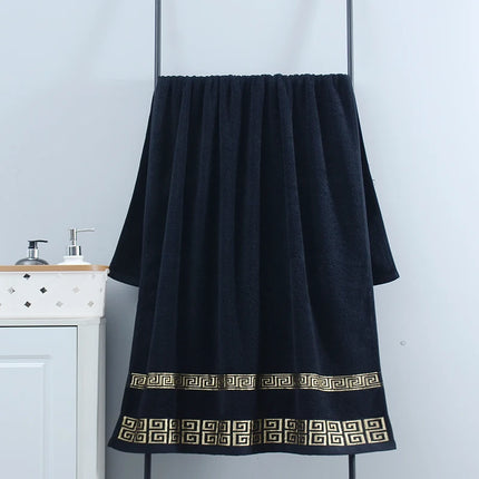 PureCotton 2pcs Black Bath Towels Set Absorbent Terry Shower Beach Yoga Towels