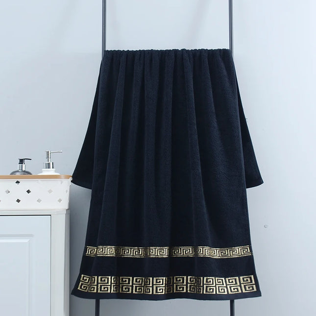 PureCotton 2pcs Black Bath Towels Set Absorbent Terry Shower Beach Yoga Towels