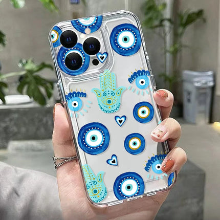 Blue Evil Eye iPhone case by OKEYWOW with shockproof soft cover for iPhone 15, 14, 13, 12, 11, Pro Max, XR, XS, SE models