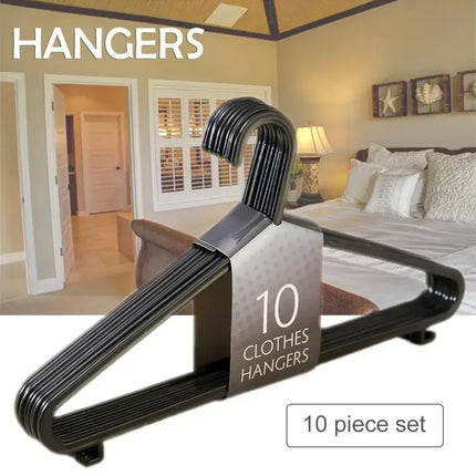 HomeNest 10pcs Plastic Clothes Hanger Non Slip Portable Closet Space Saver Rack