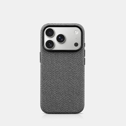Heritage Weave PU Leather MagSafe Case for iPhone 17/16/15 Pro Max Alloy Lens Wireless Cover