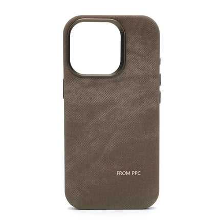 OKEYWOW iPhone 15/16/17 Pro Max flannel magnetic MagSafe case with matte finish and microfiber back for wireless charging.