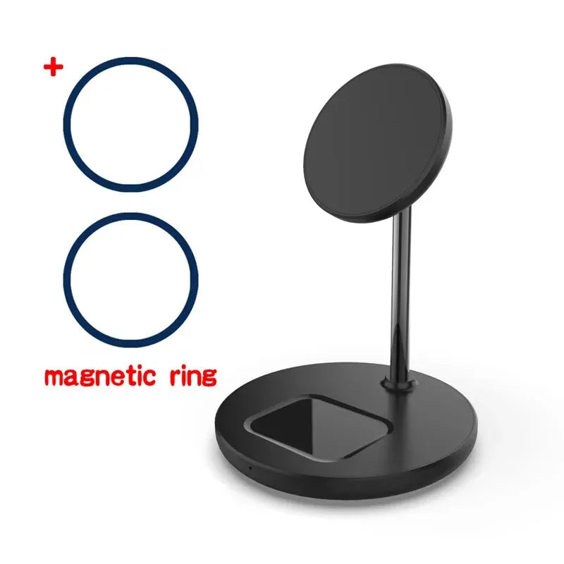 2 in 1 Magnetic Wireless Charger Stand Holder Desktop Mobile Phone Charging Station Dock For iPhone 15 14 13 12 Pro Max AirPods