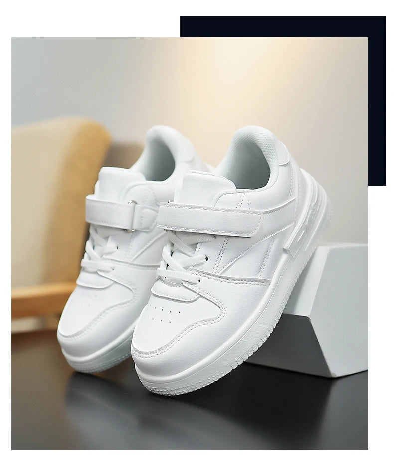 White Kids' Fashion Sneakers: Non-Slip Casual Shoes for Boys and Girls