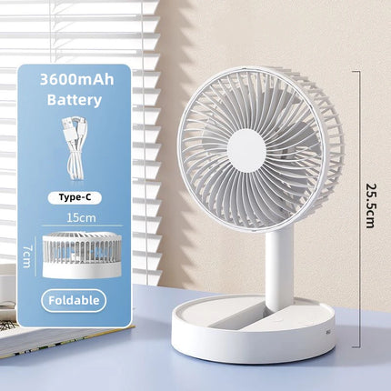 USB Foldable Fan with 4,5 Speeds & Timing: Battery Operated Mini Fan for Bedroom, Indoor or Outdoor. Perfect Table Fan for versatile cooling.