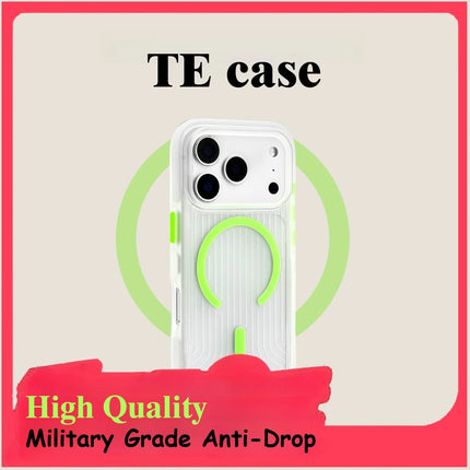Corrugated MagSafe Case for iPhone 17/16/15/14/13 Pro Max Transparent Anti-Drop Cover