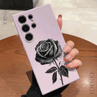 Samsung Galaxy Rose Sketch Case by OKEYWOW, soft TPU shockproof cover with floral design for S21, S20, Note20, and other models.