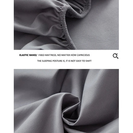 Waterproof Bed Sheet Set 3/4pcs Fitted Sheet Pillowcases Soft Queen King Twin White Gray