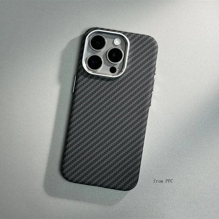 OKEYWOW iPhone 16/15/14 Pro Max carbon fiber magnetic MagSafe case with wireless charging and camera ring armor cover.