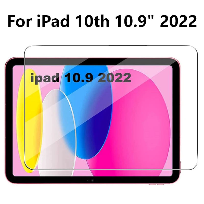 iPad 10th Gen 10.9 Inch (2022): Tempered Glass Screen Protector A2696 A2757 A2777 Tablet - Anti-Scratch Clear Protective Film