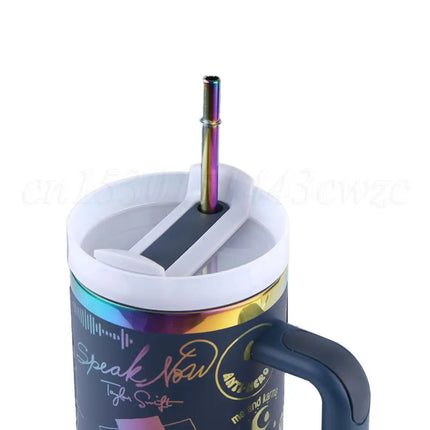 ThermoRide 40oz Stainless Steel Car Mug Vacuum Insulated Travel Tumbler with Straw
