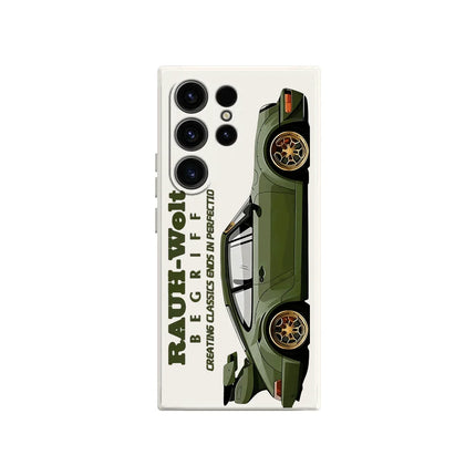 Green TPU shockproof car phone case for Samsung Galaxy S21/S20 FE Ultra Plus by OKEYWOW, with rugged protective design.