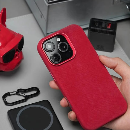 OKEYWOW iPhone Pro Max fiber leather MagSafe shockproof case with wireless charging compatibility, durable and stylish for iPhone models.